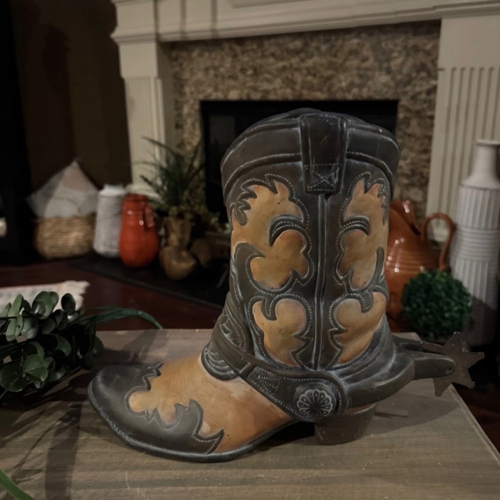 Figi Ceramic Cowboy Boot Wine Cooler, Vase Or Flower Pot